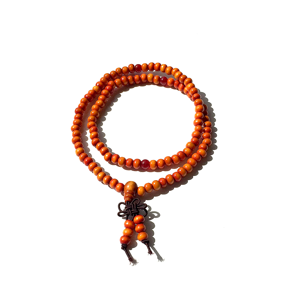 SANDALWOOD MALA BEADS – BROWN/ORANGE – MYL