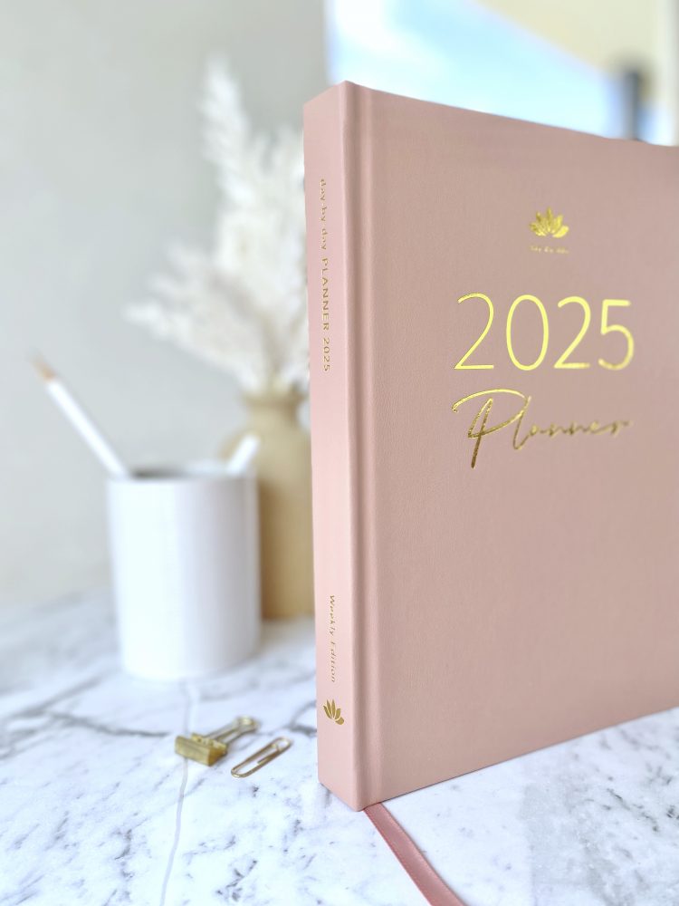 pink planner 2025 sideview