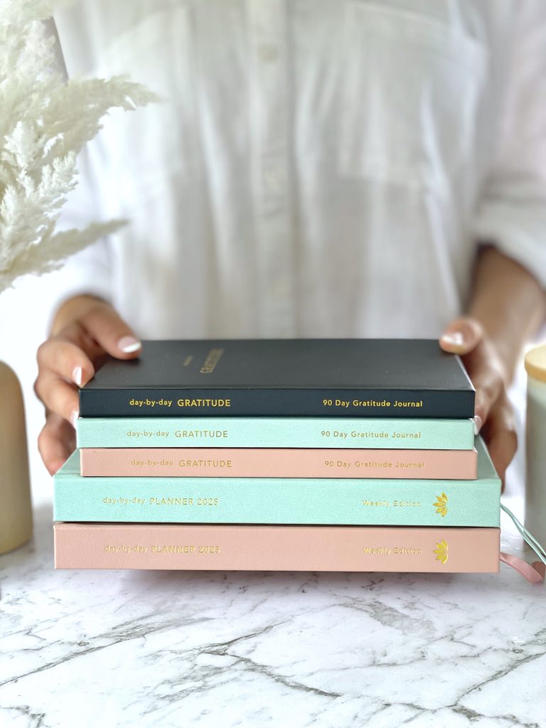 model holding planner and gratitude books